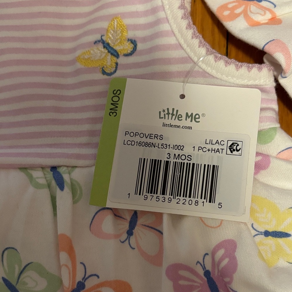 Little Me Baby Girl romper hat set - Picture 2 of 5